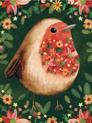 'Floral Robin' Christmas Card