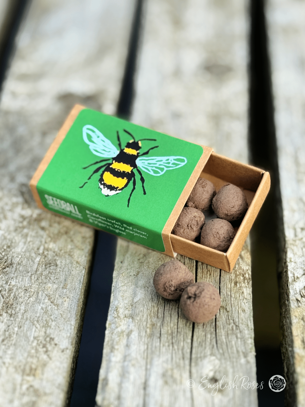 Bee Mix – Wildflower Seedball Matchbox 7 - Open seed ball matchbox with eco clay balls