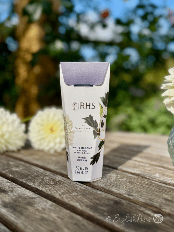 Hand Cream - White Blooms Rose and Peony RHS The Flower Show Collection - Close up of decorative box