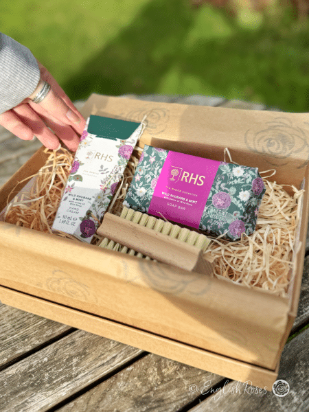 Gardener's Hand Care Essentials Trio Gift Set - WIld Rhubarb & Mint - RHS Rewild Collection 1 - eco-friendly gift box
