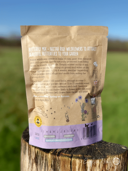 Butterfly Wildflower Seedball Bag Back of Bag