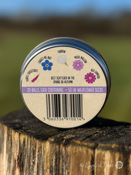 Butterfly Wildflower Seedball Tin Back of the tin