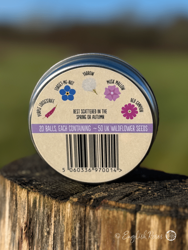 Butterfly Wildflower Seedball Tin Back of the tin