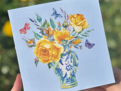 'Roses in Vase' Greetings Card 'Roses in Vase' Greetings Card Image