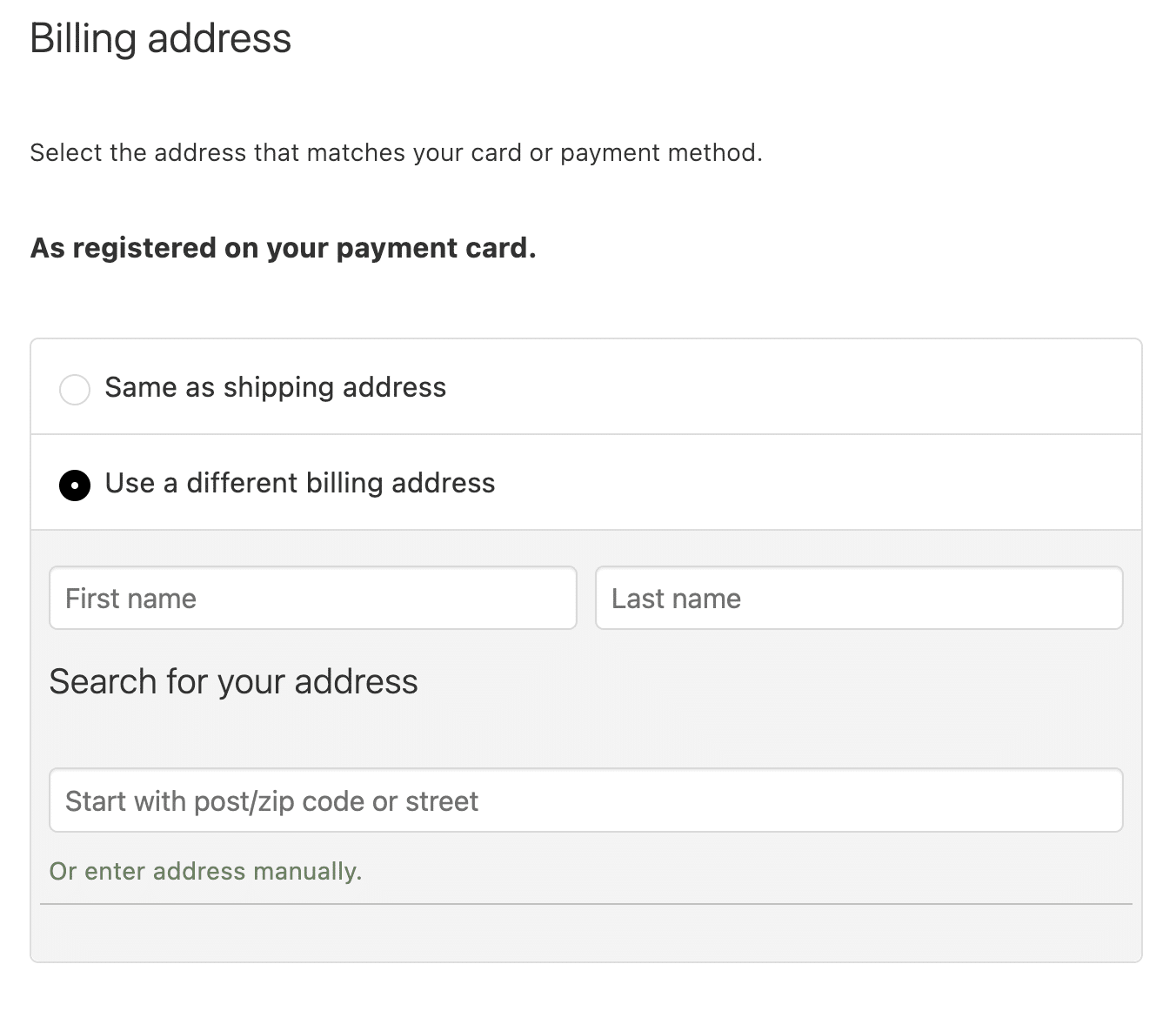 Billing address box