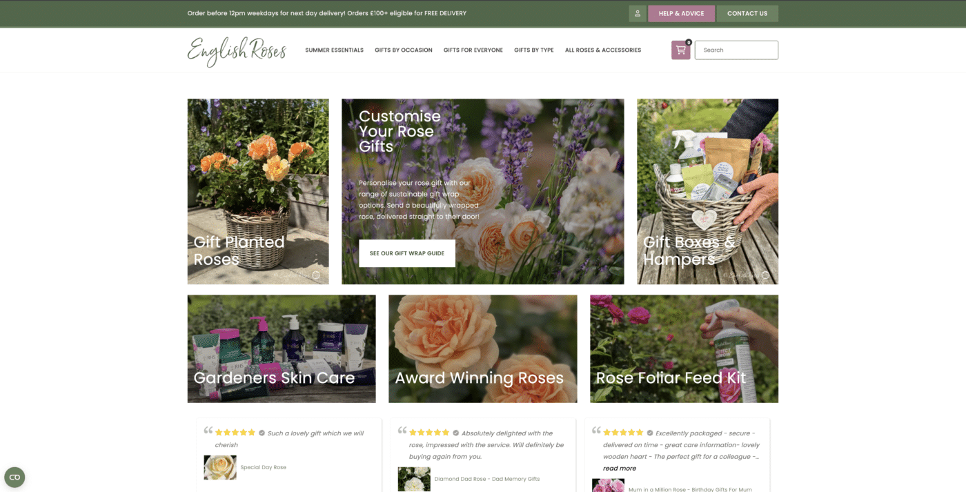 englishroses.co.uk homepage