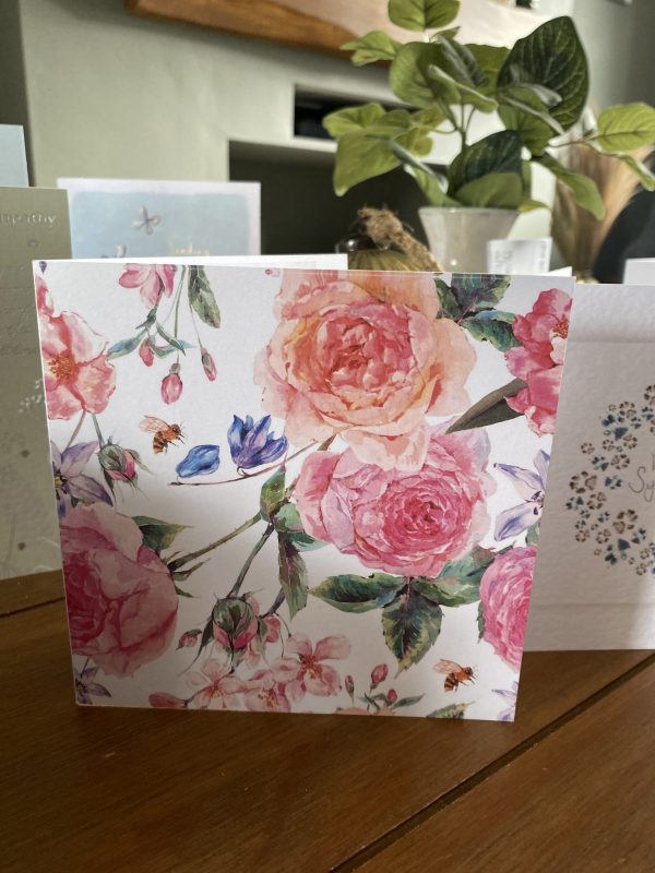 'Roses & Bees' Greetings Card